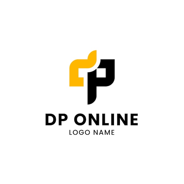 Bezpłatny wektor szablon logo monogramu dp o płaskiej konstrukcji