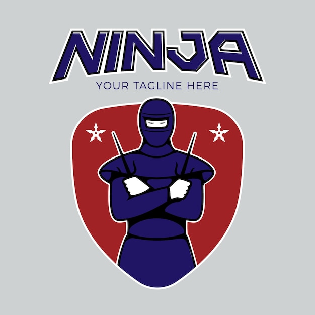 Szablon Logo Ninja O Płaskiej Konstrukcji