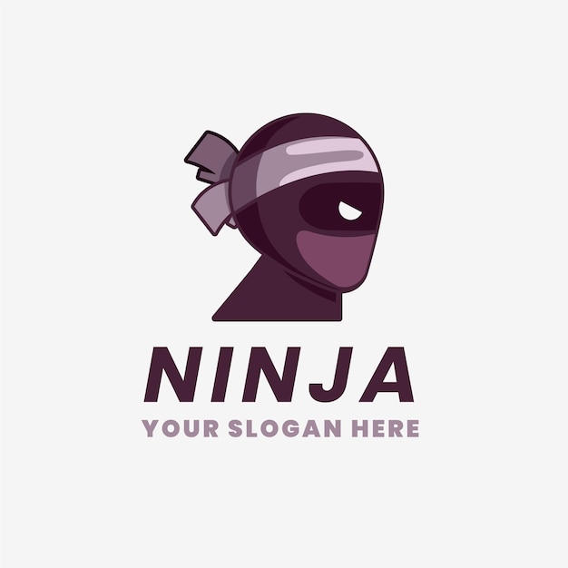 Bezpłatny wektor szablon logo ninja w płaskiej konstrukcji