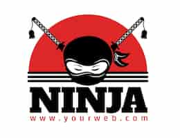 Bezpłatny wektor szablon logo ninja w stylu płaski