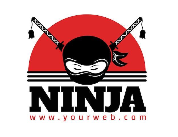 Szablon logo ninja w stylu płaski