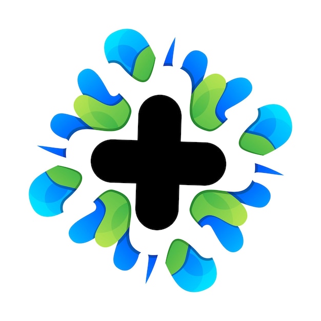 Bezpłatny wektor szablon logo opieki zdrowotnej i symbolu plus