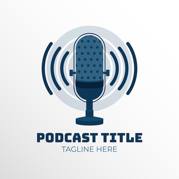 Bezpłatny wektor szablon logo podcastu mikrofonu