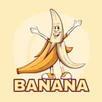 Bezpłatny wektor szablon logo postaci banana