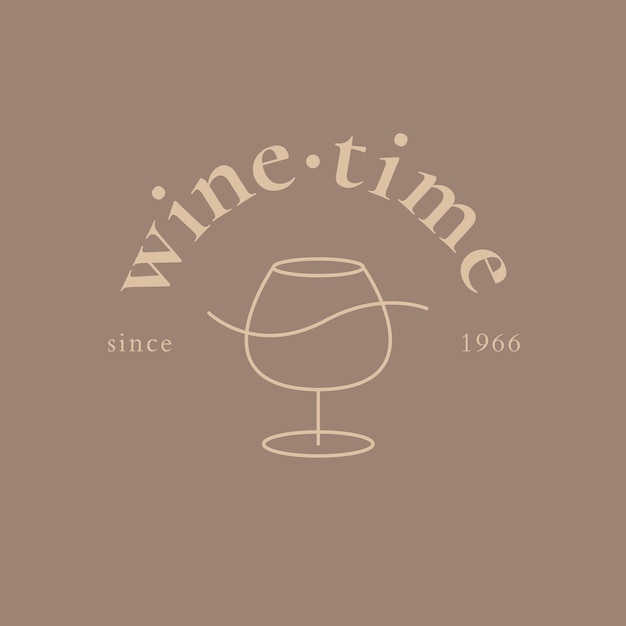 Bezpłatny wektor szablon logo winiarni z minimalną ilustracją kieliszek do wina