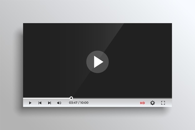 Bezpłatny wektor szablon makiety nowoczesnego odtwarzacza wideo dla interfejsu internetowego