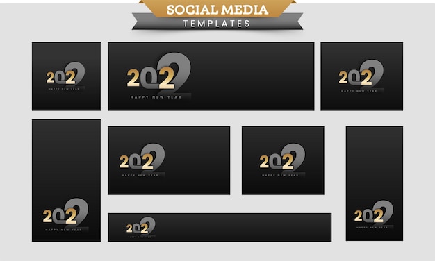 Szablon mediów społecznościowych i zestaw do projektowania banerów dla koncepcji obchodów nowego roku 2022.