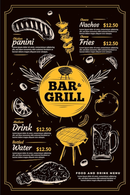 Szablon Menu Bar Grill