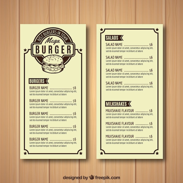 Szablon Menu Burger House