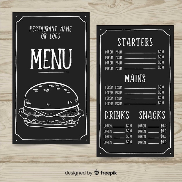 Bezpłatny wektor szablon menu burger