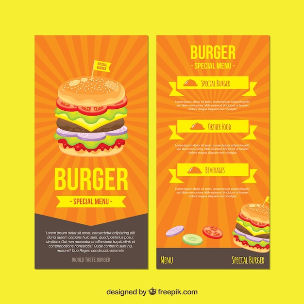 Szablon Menu Burgera Sunburst