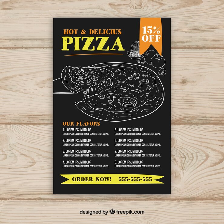 Bezpłatny plik Wektor szablon menu pizza z rysunkami