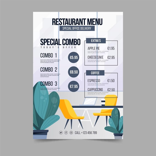 Szablon menu restauracji biznesowych