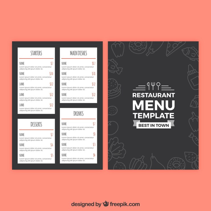Bezpłatny plik Wektor szablon menu restauracji w płaska konstrukcja