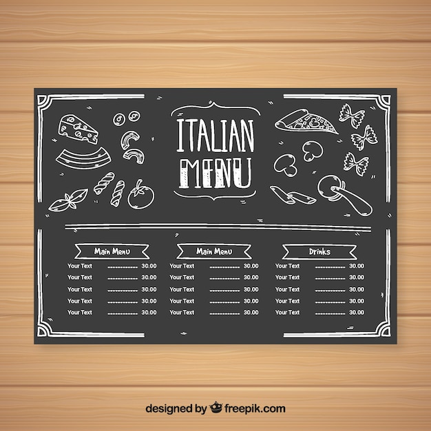 Szablon Menu Restauracji W Stylu Tablica