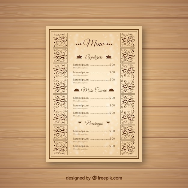 Szablon Menu Restauracji W Stylu Vintage