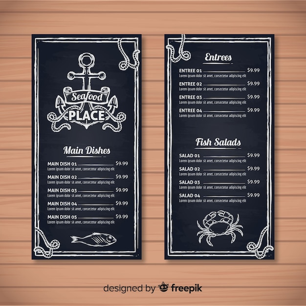 Szablon Menu Restauracji Ze Stylu Tablicy