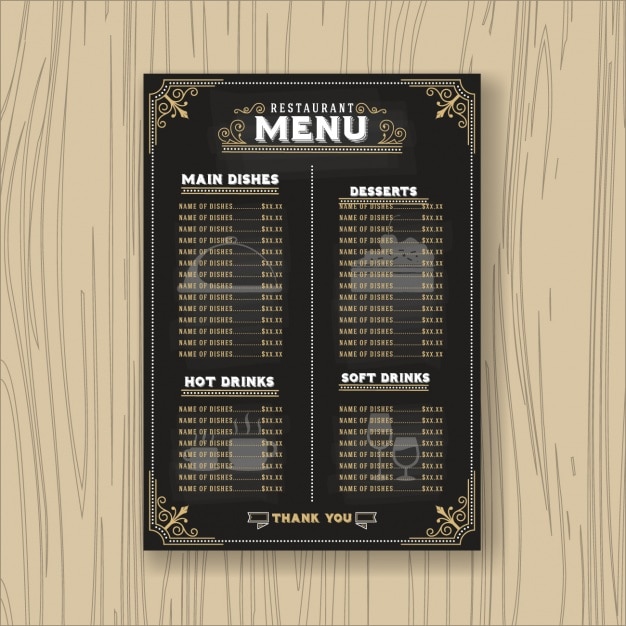 Bezpłatny wektor szablon menu restauracji