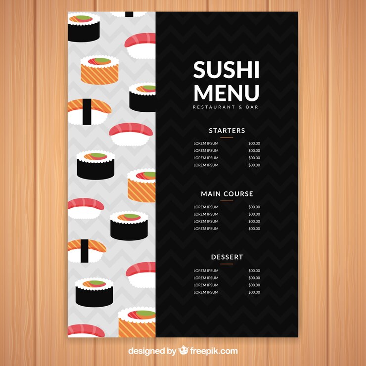 Bezpłatny plik Wektor szablon menu sushi