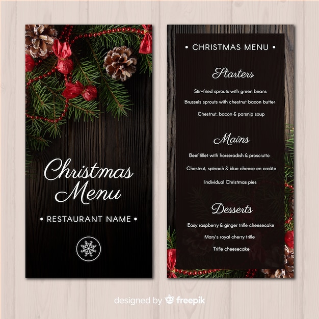 Bezpłatny wektor szablon menu świąteczne zdjęcie
