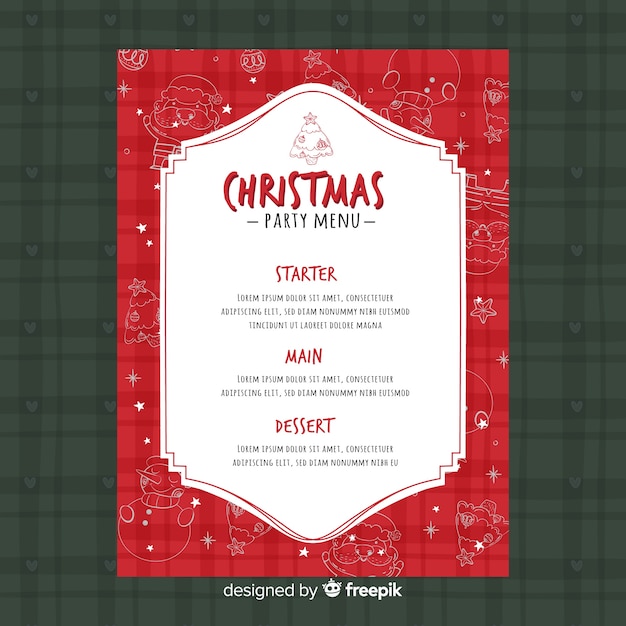 Bezpłatny wektor szablon menu świąteczne