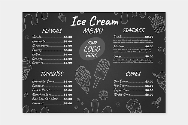 Szablon Menu Tablica Lody