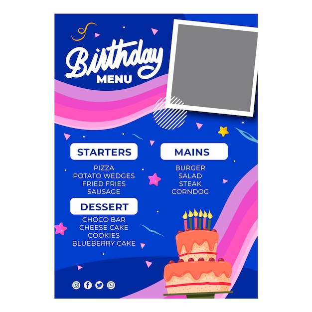 Szablon menu urodzinowego