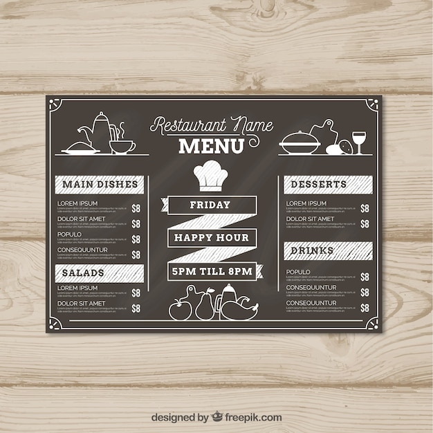 Szablon menu w stylu tablica