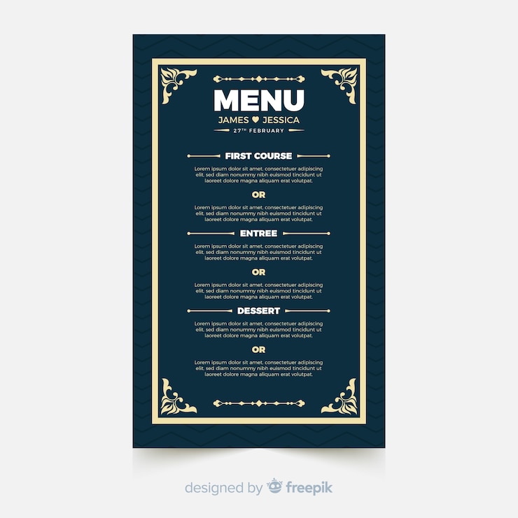 Bezpłatny plik Wektor szablon menu weselne