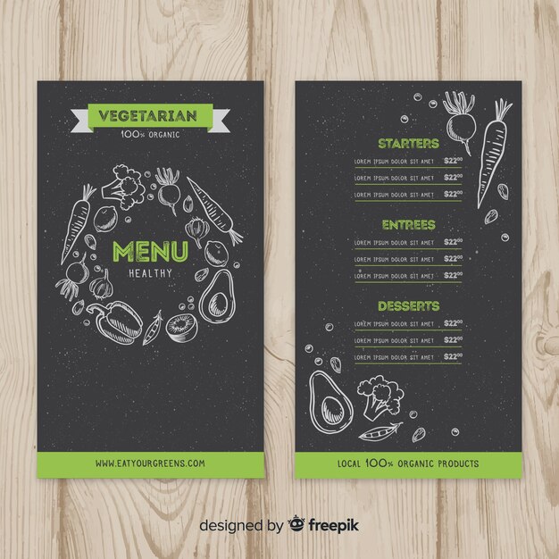 Szablon menu zdrowe tablica