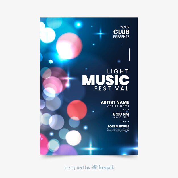 Szablon muzyki abstrakcyjnej plakat z efektem świetlnym