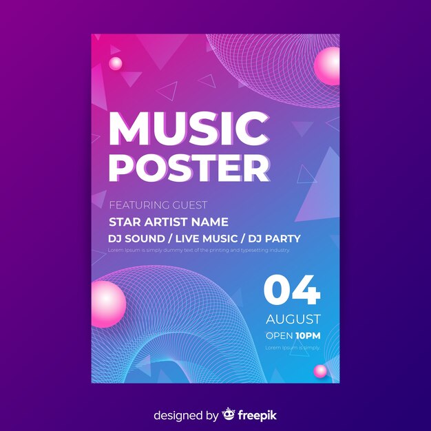 Szablon muzyki party plakat streszczenie
