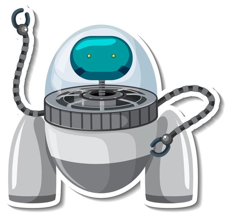 Bezpłatny plik Wektor szablon naklejki z obcym potworem w robocie ufo na białym tle