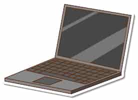 Bezpłatny wektor szablon naklejki z odizolowanym laptopem