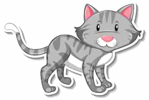 Bezpłatny wektor szablon naklejki z postacią z kreskówki kota