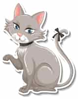 Bezpłatny wektor szablon naklejki z postacią z kreskówki kota