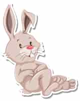 Bezpłatny wektor szablon naklejki z postacią z kreskówki królika