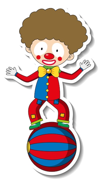 Bezpłatny wektor szablon naklejki z postacią z kreskówki szczęśliwy klaun na białym tle