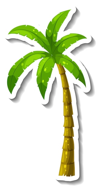 Szablon naklejki z tropikalną palmą na białym tle