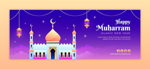 Bezpłatny wektor szablon okładki mediów społecznościowych na obchody islamskiego nowego roku