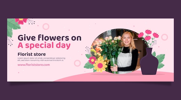 Bezpłatny wektor szablon okładki na facebooku koncepcja kwiaciarni
