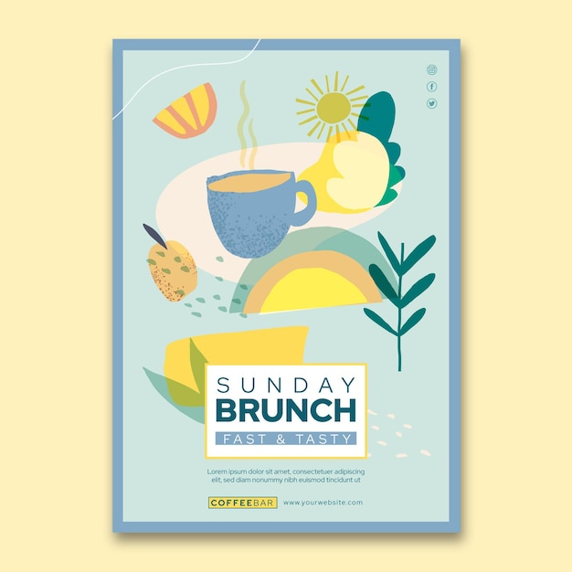 Bezpłatny wektor szablon pionowego plakatu brunch