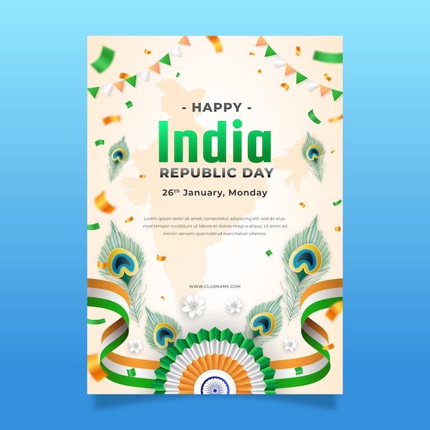 Szablon Pionowego Plakatu Obchodów Dnia Republiki Indii
