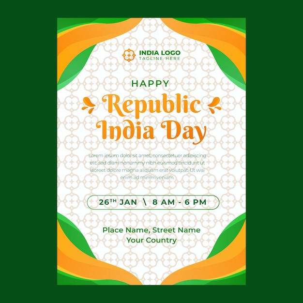 Bezpłatny wektor szablon pionowego plakatu obchodów dnia republiki indii