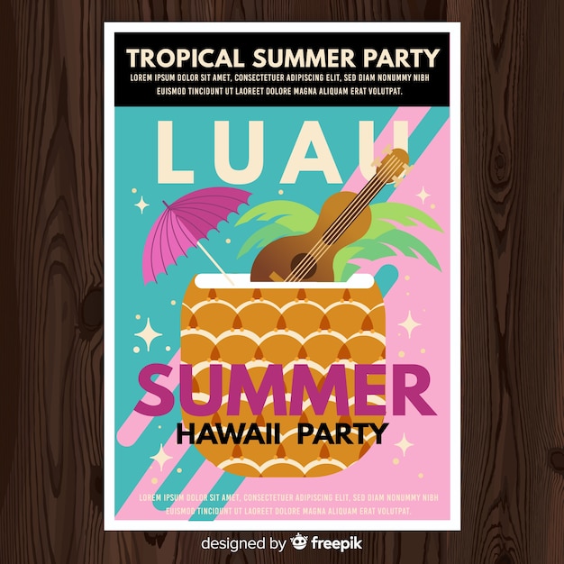 Szablon Plakat Ananas Luau Party