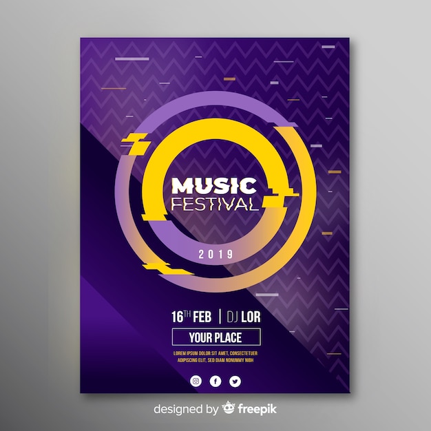 Szablon Plakat Festiwalu Glitch Muzyka