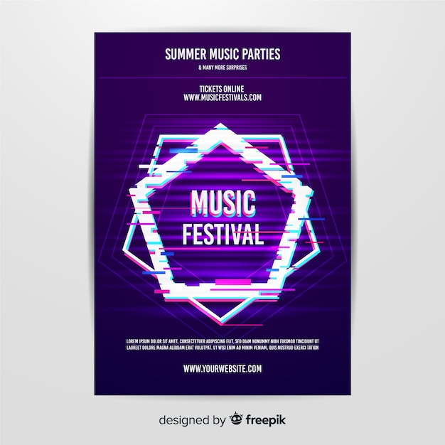 Szablon Plakat Festiwalu Glitch Muzyka