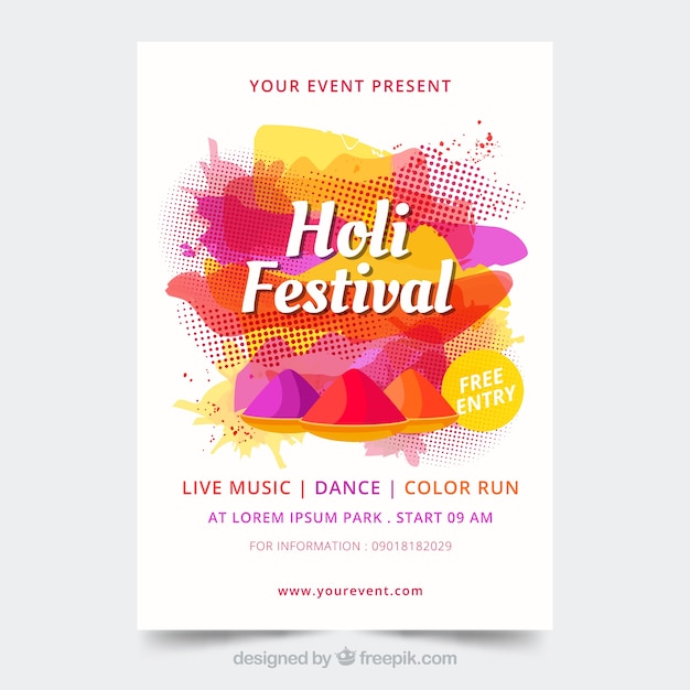 Bezpłatny wektor szablon plakat festiwalu holi