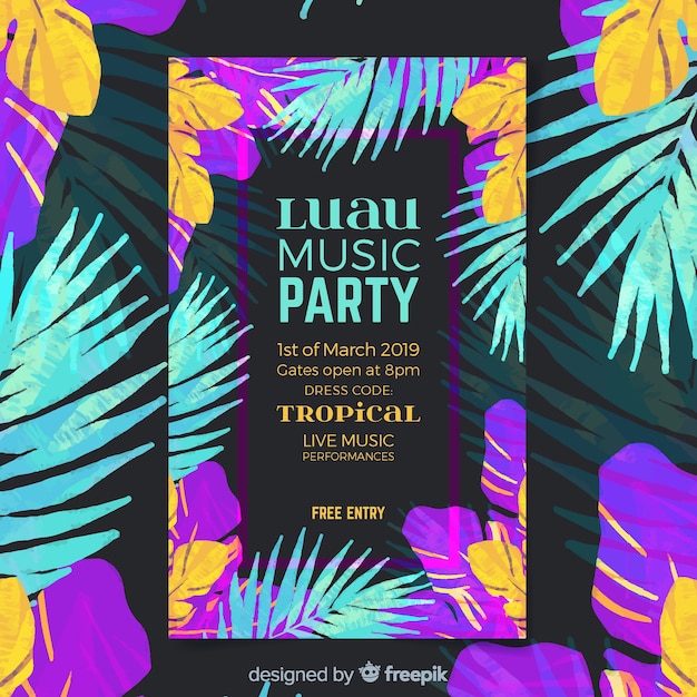 Szablon plakat festiwalu muzyki Luau