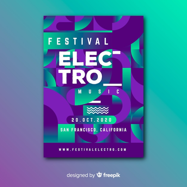 Bezpłatny wektor szablon plakat geometryczny festiwal muzyki electro
